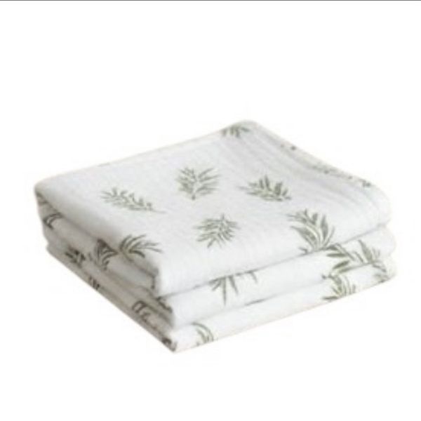 Grey Leaf Muslin Baby/Toddler Throw L