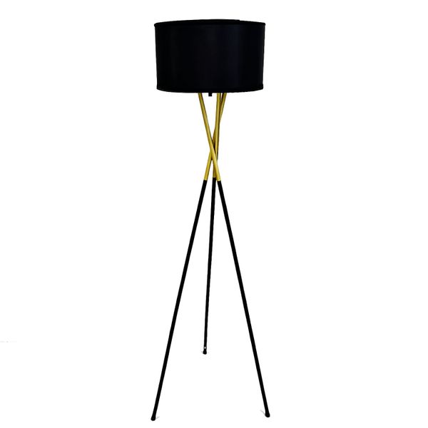 Rayswitch Modern Tripod Floor Lamps Black Fabric Shade, Standing Lamp