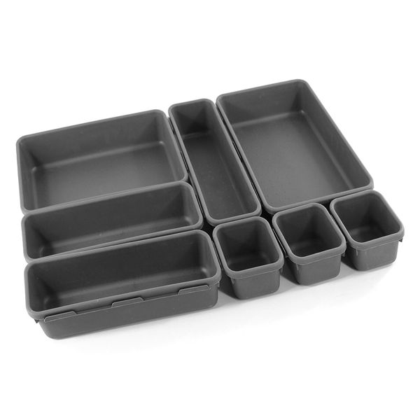 8 Pieces Of Drawer Organizer Storage Dividers - Grey