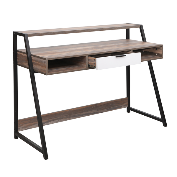 Creative Deco DAKOTA Premium Home &amp; Office Desk with Drawer - RUSTIC BROWN