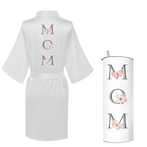 Mom Printed Summer Gown with Tumbler-MOM with Butterflies