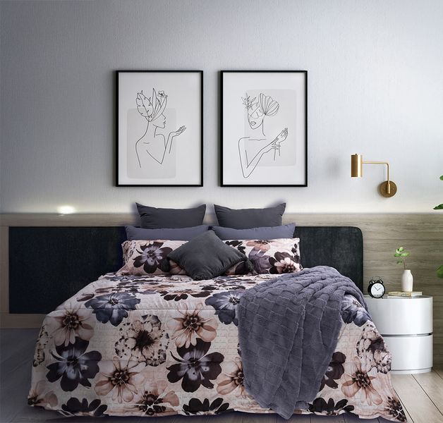 Pierre Cardin - Floret Comforter Set - Pink/Blue - 3 Piece Set