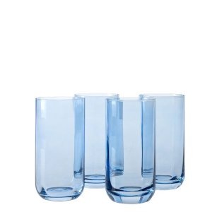 George &amp; Mason - Riviera 4 Pack Crystal Highball Glasses - Blue