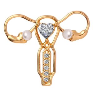 Uterus Ovary Pin|Brooch Gold