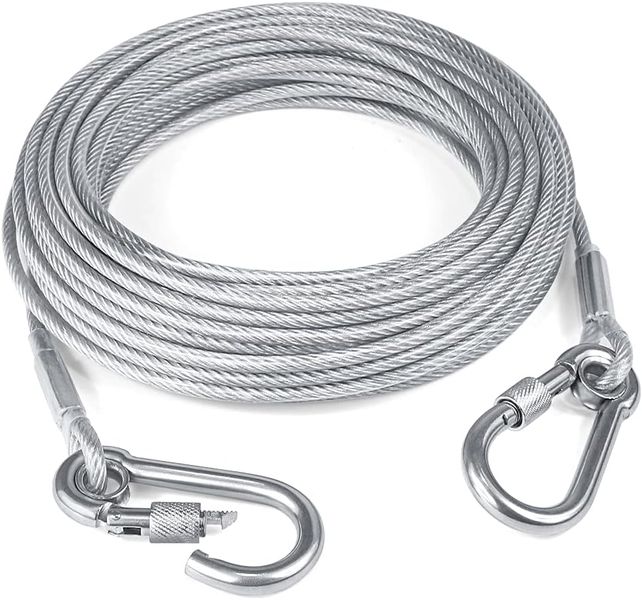 Pet Garden Steel Wire Dog Leash Cable with Stainless Dual Fix Buckle (5m)