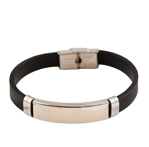 Men's Stylish Silicone &amp; Stainless Steel Bracelet - Great Wall Design