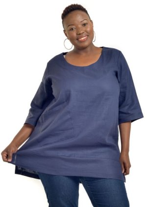 Baroque Linen Tunic - Navy
