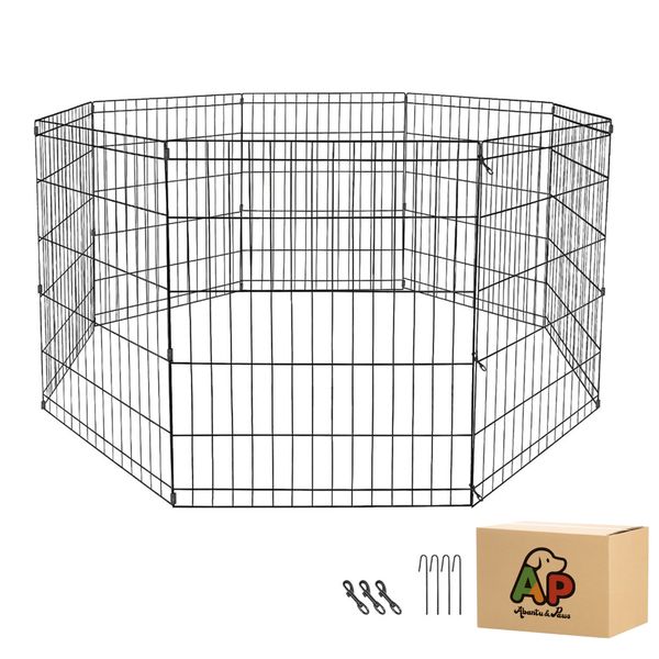 8Pcs Foldable Metal Dog Pet Exercise Playpen Pet Panels Fence(91cm x 60cm)