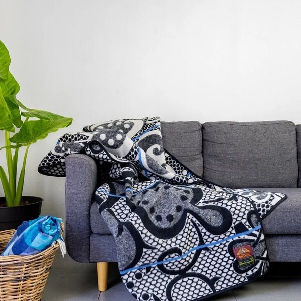 Chromatic Black Natural Cobalt Basotho Blanket