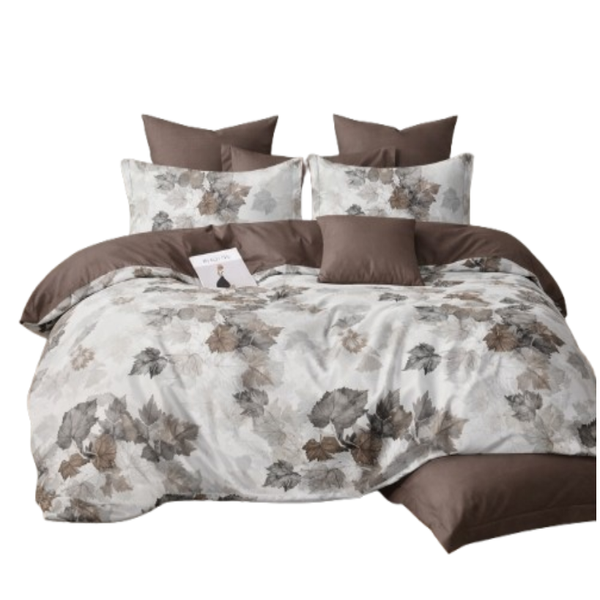 Linen Boutique - Duvet Cover Set Reversible-BotanicalWinterLeaf