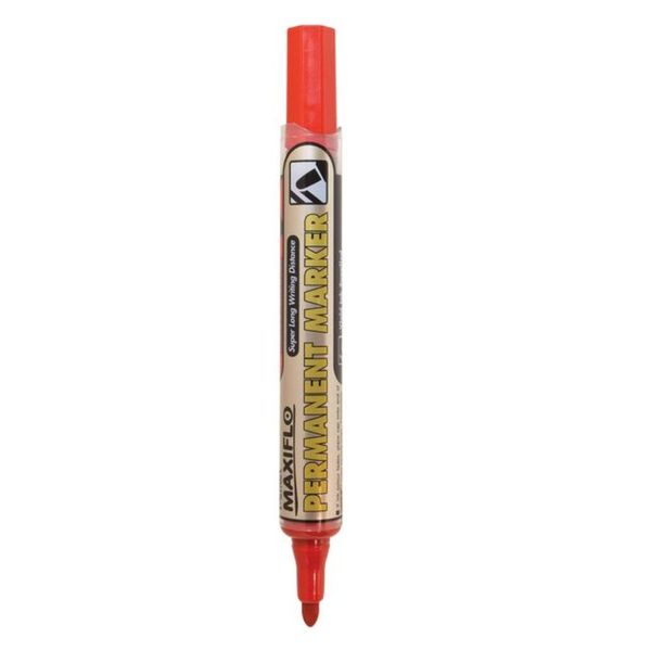 Pentel Maxiflo Bullet Tip Permanent Marker - Red (12 Pack)