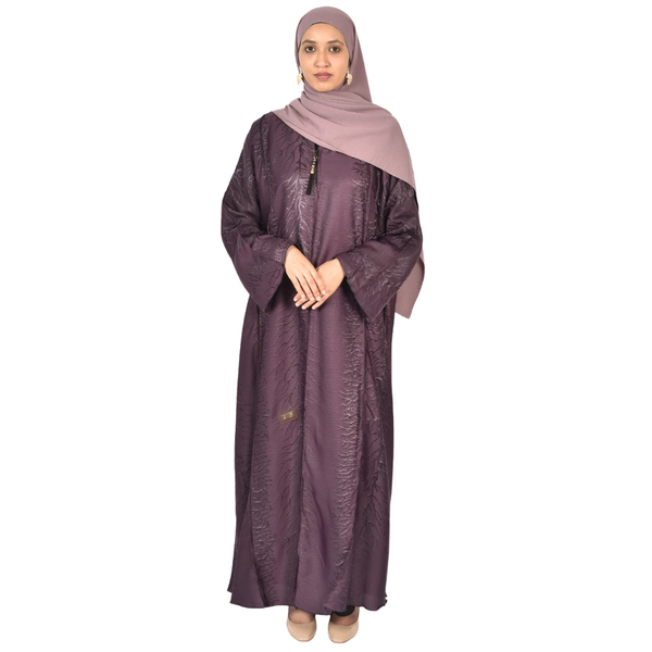 Deep Purple Textured Ladies Abaya with Elegant Gloss Finish