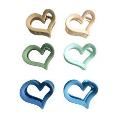 6 Pieces Minimalistic Solid Heart-Shaped Hair Claw Clips - Multicolour