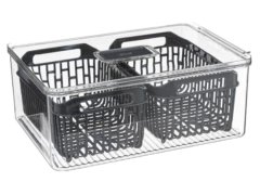 5five Acrylic Fridge Storage Container 2 Division with Lid 32.5x22.5x5cm