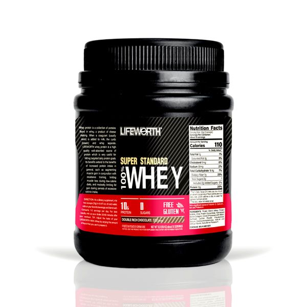 LIFEWORTH Whey Protein Powder 100% Protein Super Standard - 454g