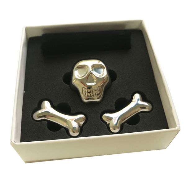 Skull Shape &amp; Bone Model Stainless Steel Ice Cubes - Pack of 3