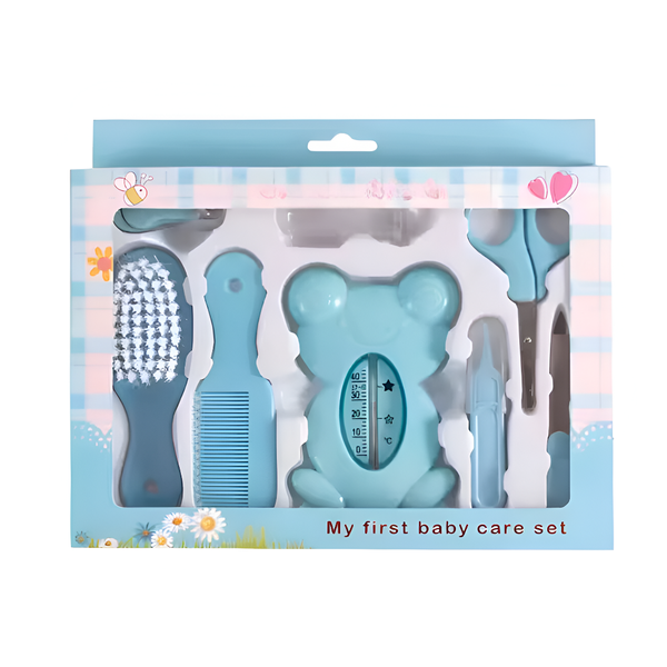 8-Piece Baby Care Kit - Includes Bath Thermometer, Grooming Tools- Blue.