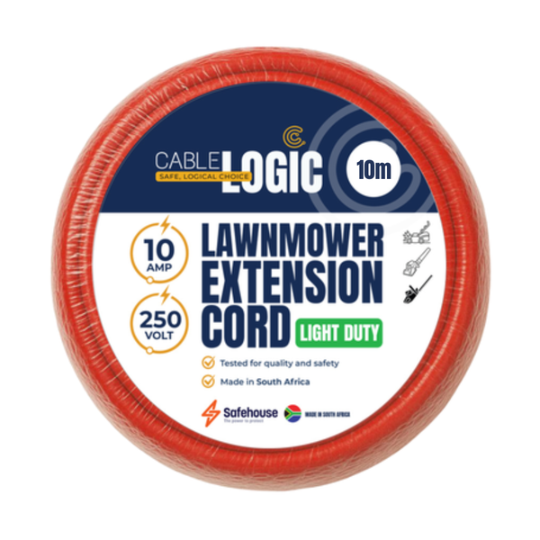 Cable Logic 10m Light-Duty Lawn Extension Cord - Red - Safehouse endorsed