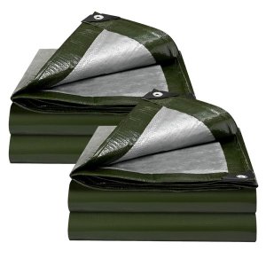 2 Pack Tarpaulin Waterproof Tarp Protective Cover PVC Durable Outdoor 3x3m