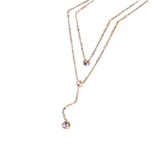 Joseph Ganco Necklace Choker Chain in Gold with Cubic Zirconia Crystals