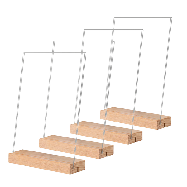 Wood Base Acrylic Sign Holder 4 Pieces-A5 148mmx220mm