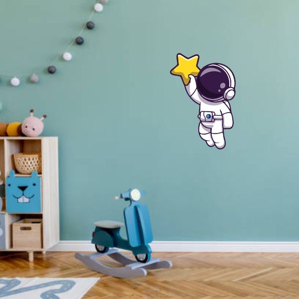 Spaceman Holding A Star Wall Decal Sticker
