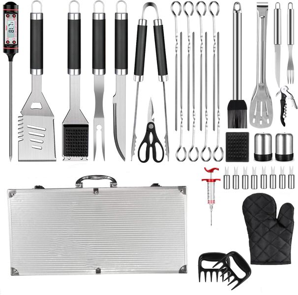 38PCS Stainless Steel Grill Tools Grilling Accessories Set &amp; Aluminum Case