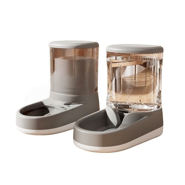 Pet Automatic Water Dispenser and Gravity Feeder Set - Grey