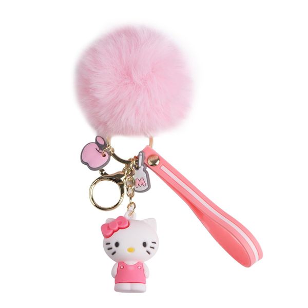 Cute Pompom Keychains Hello kittyfor Women &amp; Girls Handbag Accessory Charms