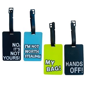Travel Luggage Name Tag with Strap - 4 Piece