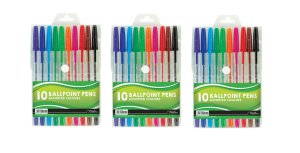 Treeline Ballpoint Pens Assorted Colours Wallet of 3 - Pack of 10