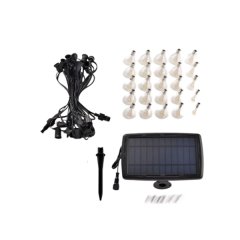 20m Solar Panel Light Belt - 20 Lights, Detachable Bulbs, Small Head