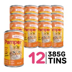 Pamper Wet Cat Food Cans (12 x385g) Chicken and Beef Flavour