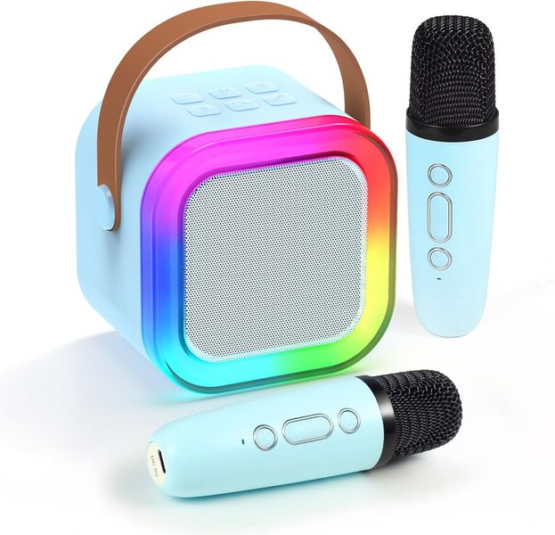 Karaoke Machine for Children Adults Mini Karaoke Machine 2 Microphones blue