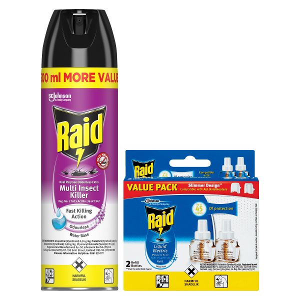 Raid Pest Bundle - 500ml Aerosol + Electric Twin Refill Pack