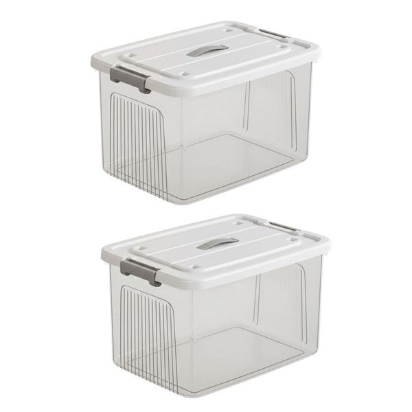 Transparent Medium Storage Boxes - Transparent - 2-Pack