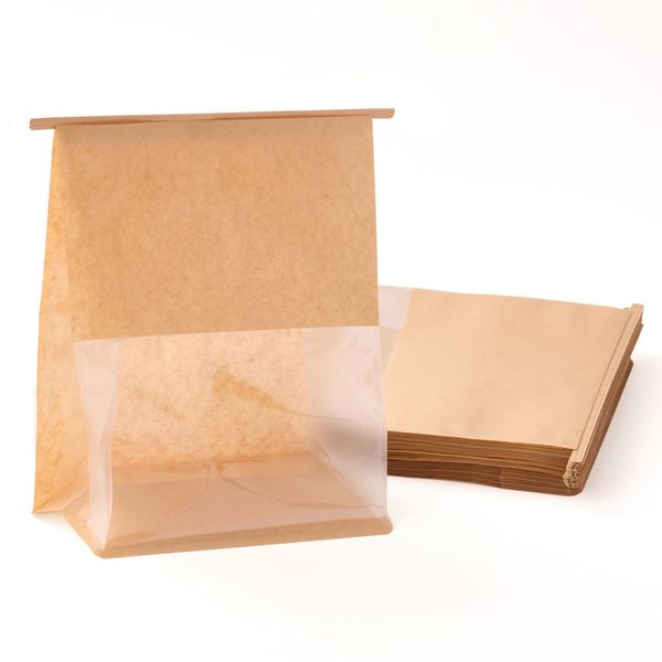 Chenshia 50 Pc Bread Bags, Window &amp; Tin Tie-Baking &amp; Gifting Kraft Paper