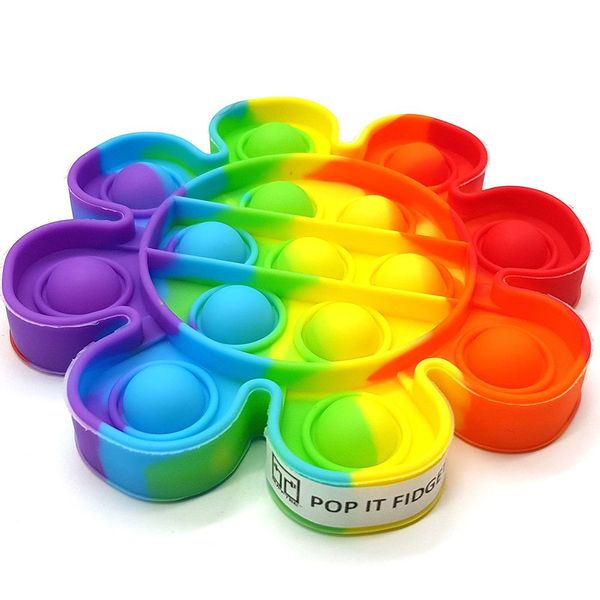 Pop It Fidget Toy Rainbow Popping Bubble Game-Sunflower