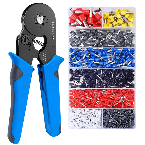 Ferrule Crimping Tool Kit Crimper Plier with 1200Pcs Wire End Terminals