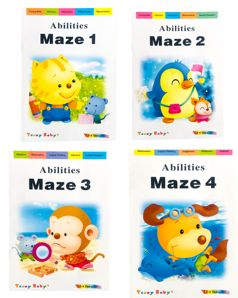 Early Learning Abilities Maze 1-4 Activity Book Series Ages 3-6