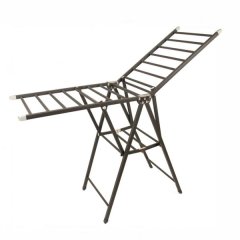 Skycrest - Heavy Duty Foldable Clothes Drying Rack with Wheels - Black