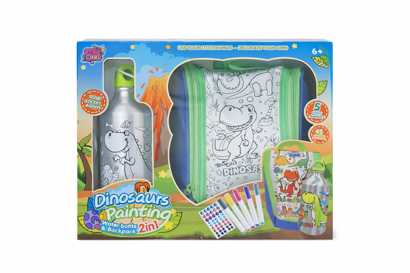 ZYS DIY Dinosaur Water Bottle &amp; Backpack Painting Set (2-in-1)