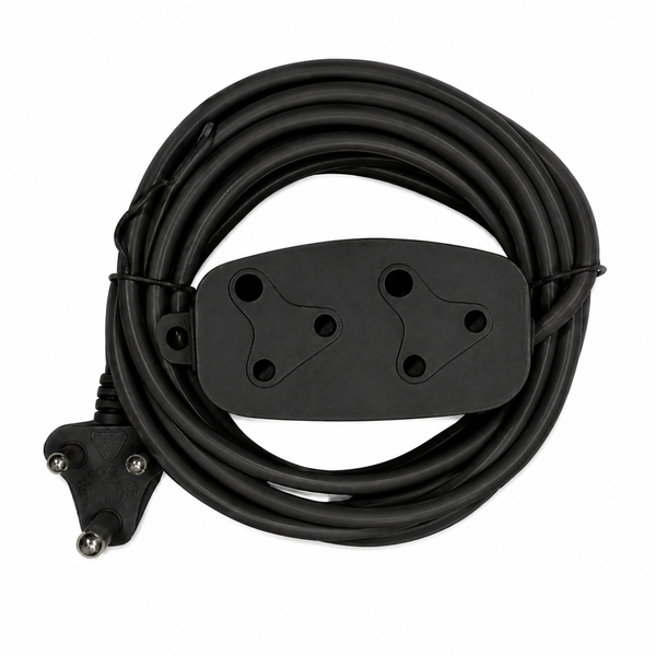 Electrosense Extension Cord 20m 16A Heavy Duty 2 Socket Side by Side Black