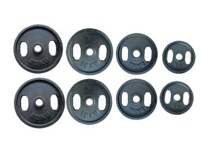 Dual-Grip Cast Iron Weight Plates - Fits Olympic Barbell - Set of 2