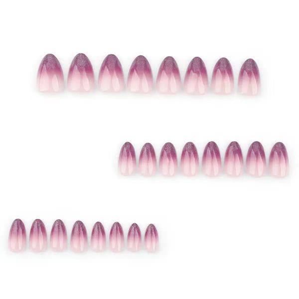 Medium Gradient Press on Nails Purple Fake Nails Tips French