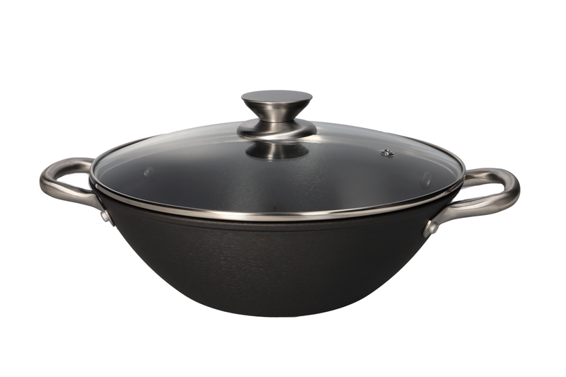 Danny Home Cast-Iron Non-Stick Wok with Lid