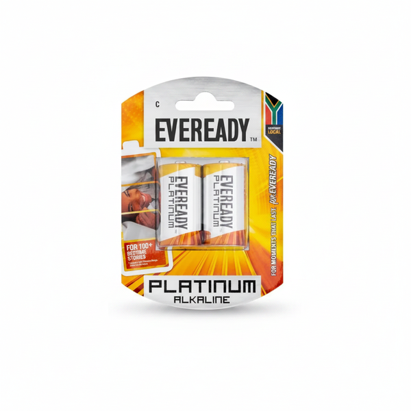 Eveready Platinum Alkaline C Batteries 2 Piece for High Drain Devices