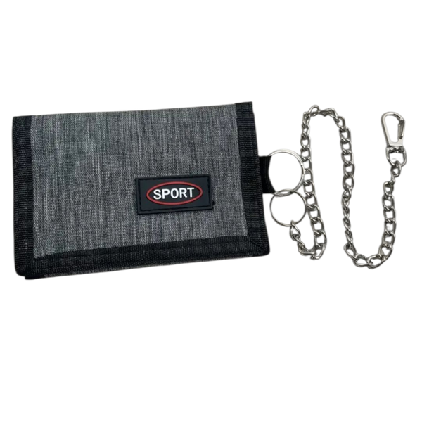 Gift Emporium Sport Velcro Wallet with Chain - Grey