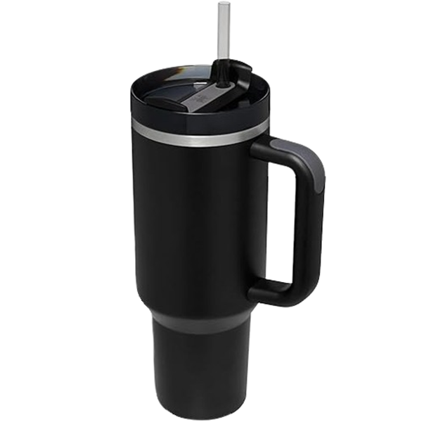 Black 1.2L Tumbler With Handle Straw Lid,Stainless Steel Travel Mug Flask