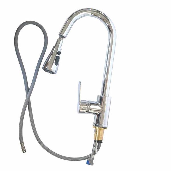 Modern Kitchen Faucet With Sprayer - Stainless Steel Silver